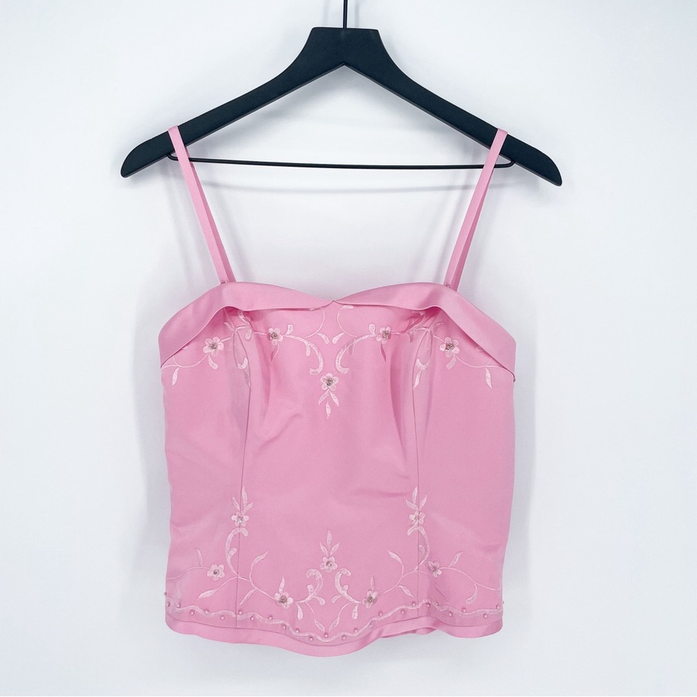 NWT Vintage Impression Coquette Beaded Bustier Camisole Tank Pink Size 12